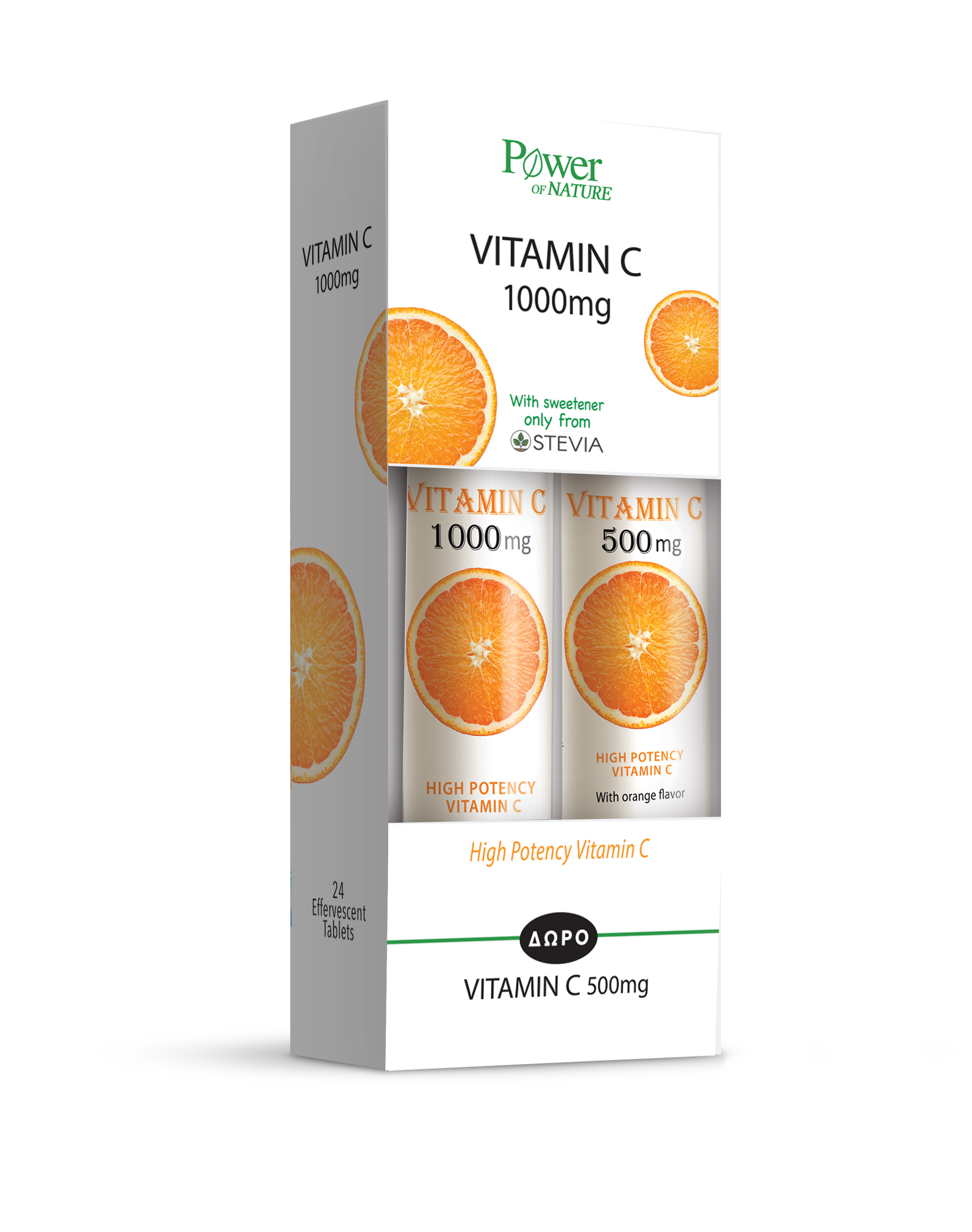 POWER HEALTH Vitamin C 1000mg, 24 eff tabs με STEVIA + Δώρο Vitamin C 500mg, 20 eff tabs