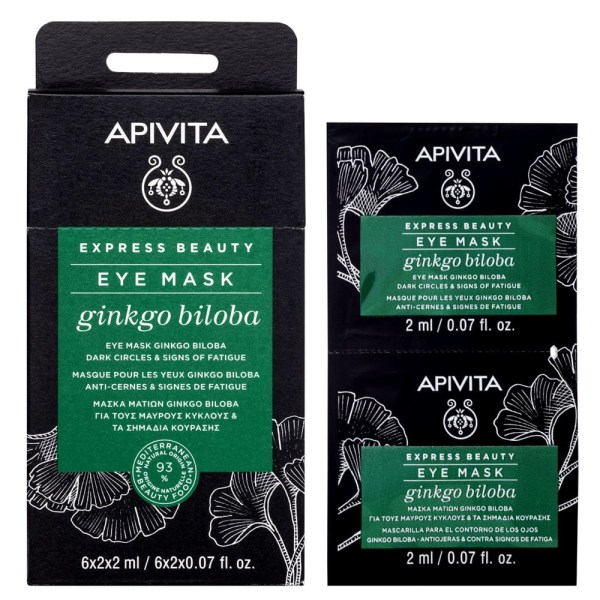 Apivita Express Beauty, Μάσκα Ματιών με Ginkgo Biloba για Μαύρους Κύκλους & Σημάδια Κούρασης 2x2ml