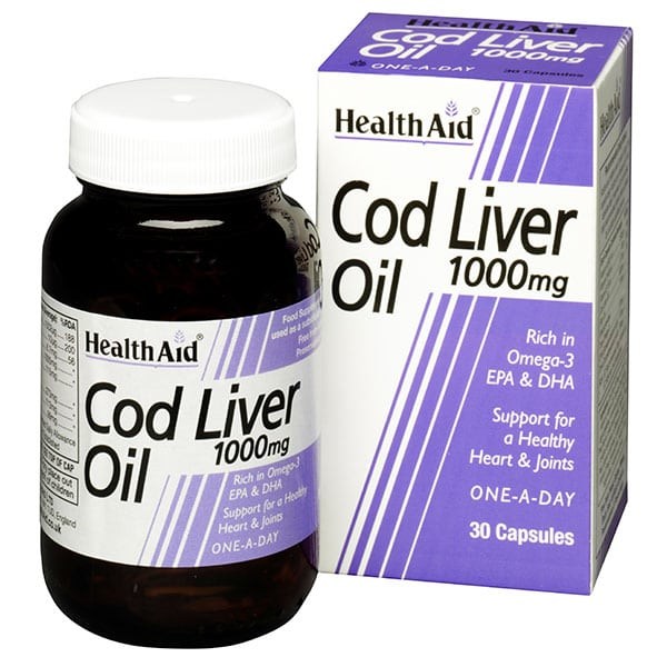 Health Aid Cod Liver Oil 1000mg, Μουρουνέλαιο - Ωμέγα 3, 30 Vegeterian Caps