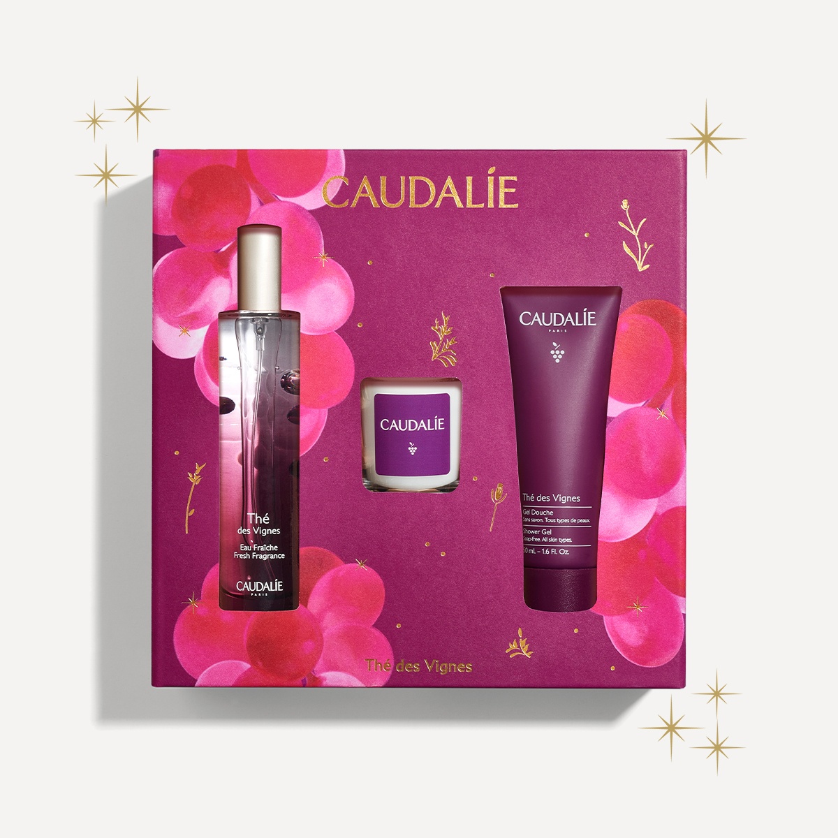 Caudalie Set The des Vignes Fresh Fragrance 50ml & Αρωματικό κερί 35g & Shower Gel 50ml
