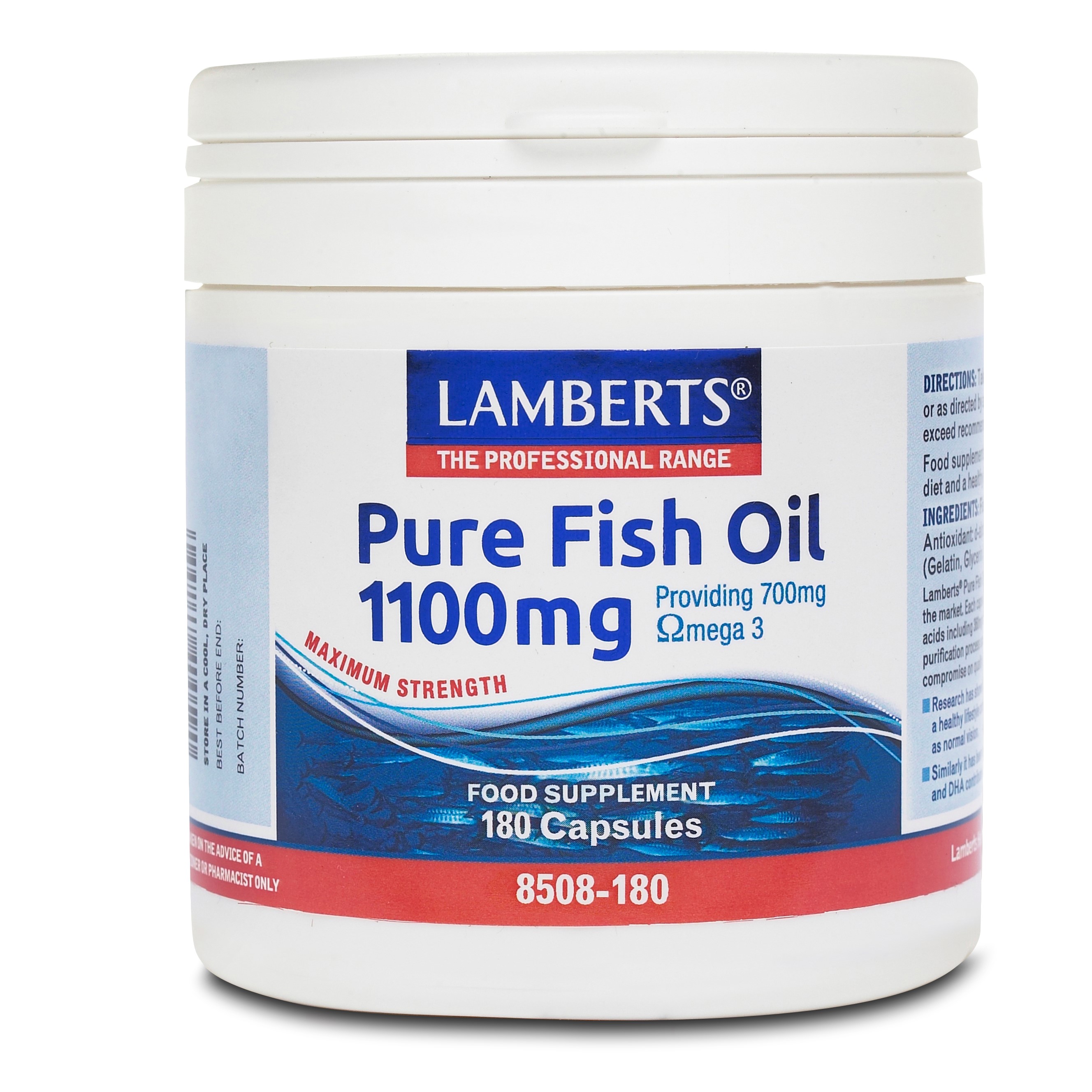 Lamberts Pure Fish Oil 1100mg Συμπλήρωμα Διατροφής Ιχθυέλαιο 180cap