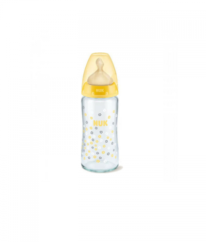 NUK - Μπιμπερό First Choice+ Γυάλινο 240ml Μ1 (0-6m) Θηλή Latex - 1τμχ