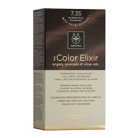 Apivita My Color Elixir Μόνιμη Βαφή Μαλλιών No7.35 Ξανθό Μελί Μαονί
