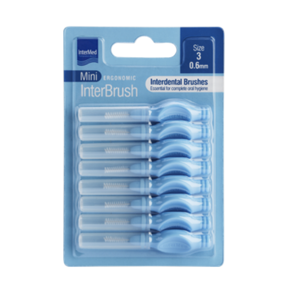 Intermed Miani Ergonomic Μεσοδόντια Βουρτσάκια με Λαβή 0.6mm Γαλάζια 8τμχ