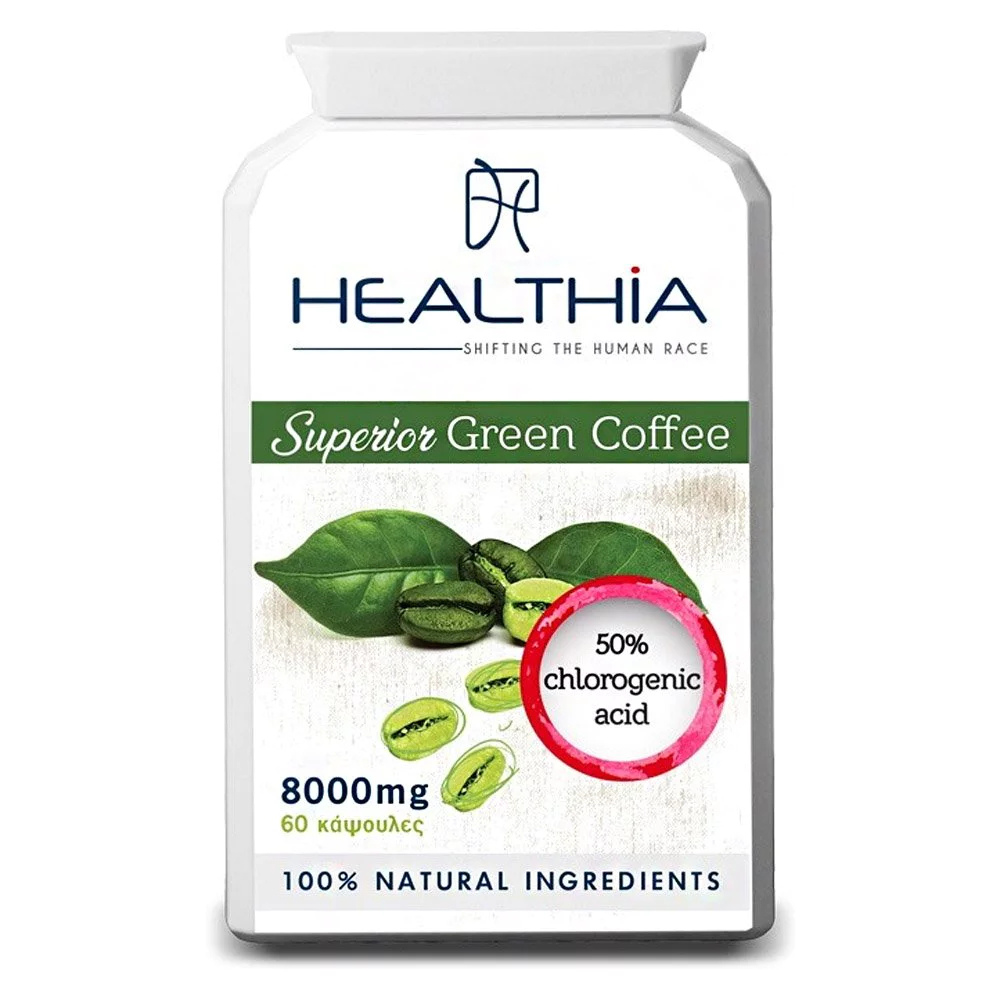 Healthia Superior Green Coffee 8000mg Φυτική Φόρμουλα Αδυνατίσματος σε Χάπια, 60caps