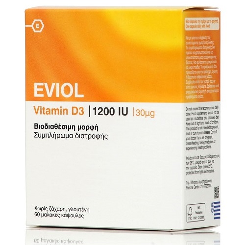 Eviol Vitamin D3 1200IU Συμπλήρωμα Διατροφής για Οστά, Δόντια και Μυς 30μg, 60 caps