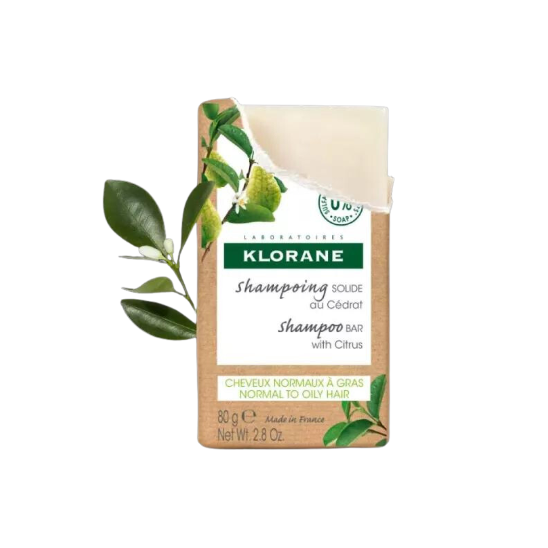 Klorane Shampoo Bar with Citrus Στέρεο Σαμπουάν με Κίτρο για Κανονικά Μαλλιά με Τάση Λιπαρότητας, 80gr