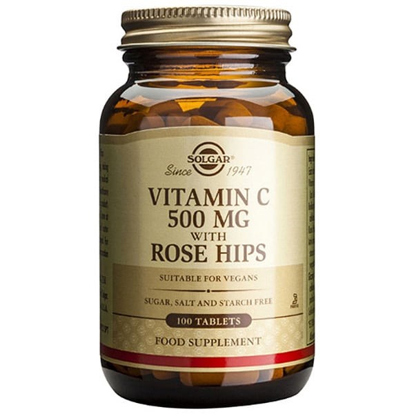 Solgar Vitamin C 500mg with Rose Hips, 100tabs