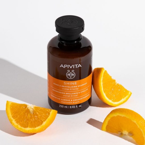 Apivita Shine & Retivalizing Shampoo - Σαμπουάν Λάμψης και Αναζωογόνησης με Πορτοκάλι & Μέλι