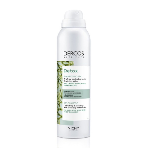Vichy Dercos Nutrients Detox Dry-Shampoo Ξηρό Σαμπουάν Χωρίς Ξέβγαλμα Για Λιπαρά Μαλλιά 150ml