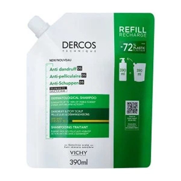Vichy Dercos Anti Dandruff, Σαμπουάν για Ξηρά Μαλλιά,Refill 390ml