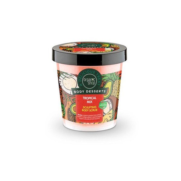 Organic Shop Body Desserts Tropical Mix , Απολεπιστικό σώματος για σμίλευση με άρωμα τροπικών φρούτων , (προϊόν που προκαλεί θερμότητα) , 450 ml.