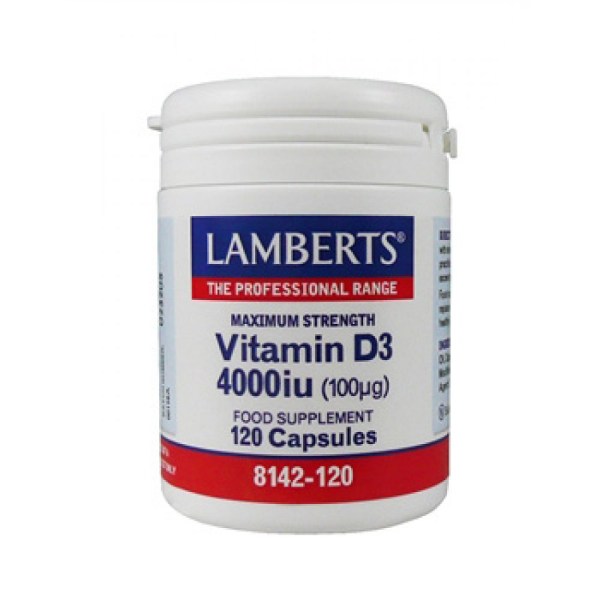 Lamberts Vitamin D3 4000iu, Υγεία Οστών, Δοντιών, Ανοσοποιητικού (100μg) 120caps