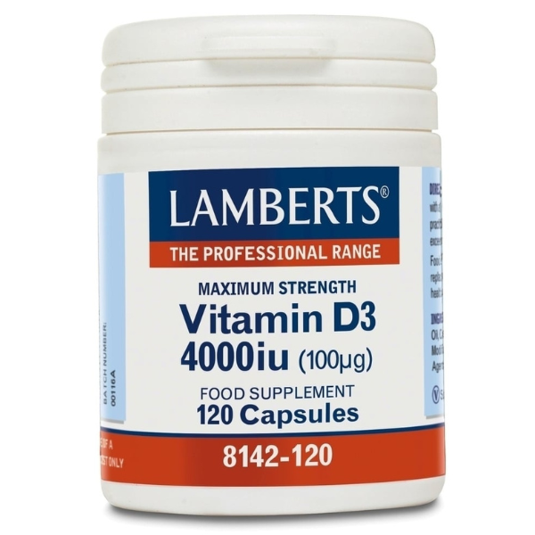 Lamberts Vitamin D3 4000iu, Υγεία Οστών, Δοντιών, Ανοσοποιητικού (100μg) 120caps