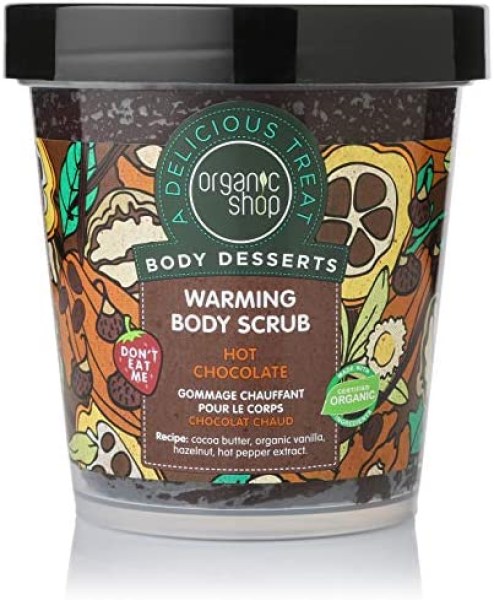 Organic Shop Body Desserts Hot Chocolate (Ζεστή σοκολάτα) Θερμαντικό απολεπιστικό σώματος (προϊόν που προκαλεί θερμότητα) , 450ml.