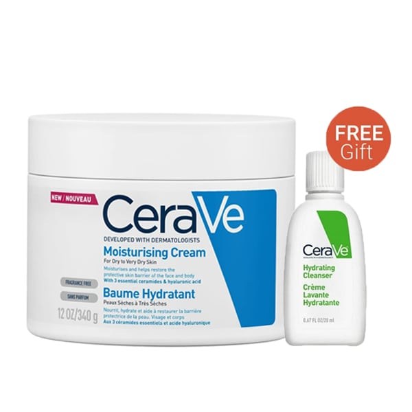 CeraVe Promo Moisturising Cream 340g & Δώρο Hydrating Cleanser 20ml