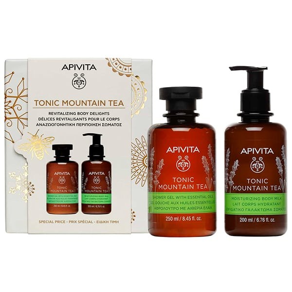 Apivita Promo Tonic Mountain Tea Shower Gel, 250ml & Body Milk, 200ml
