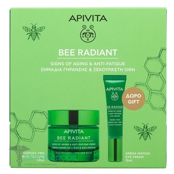 Apivita Promo Bee Radiant Πλούσιας Υφής, 50ml & Κρέμα Ματιών, 15ml