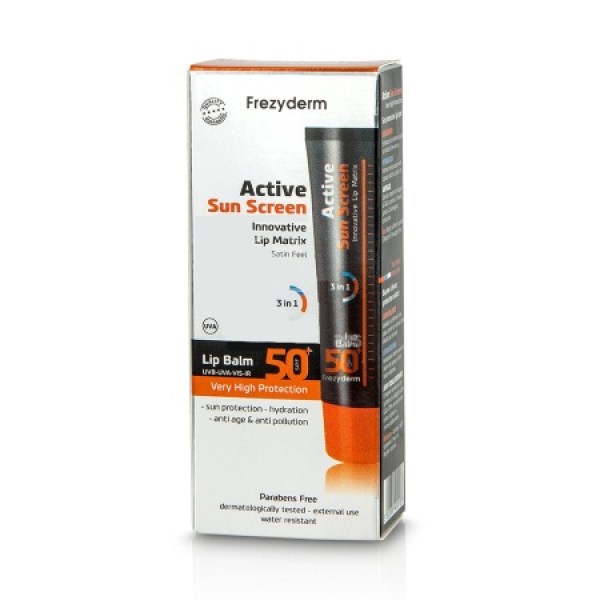Frezyderm Actve Sun Screen Lip Balm 50SPF Αντιηλιακή Προστασί για τα Χείλη 15ml