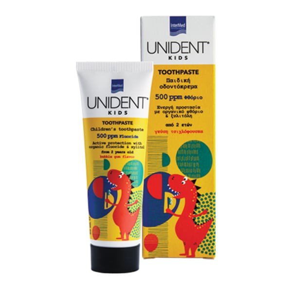 Intermed Unident Kids Toothpaste 500ppm Φθόριο από 2 ετών με Γεύση Τσιχλόφουσκα 50ml