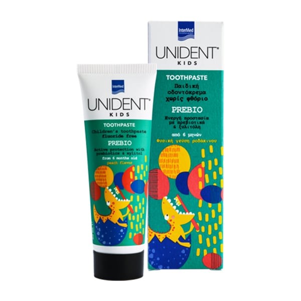 Intermed Unident Kids Toothpaste Prebio, Παιδική Οδοντόκρεμα με Γεύση Ροδάκινο από 6 μηνών 50ml