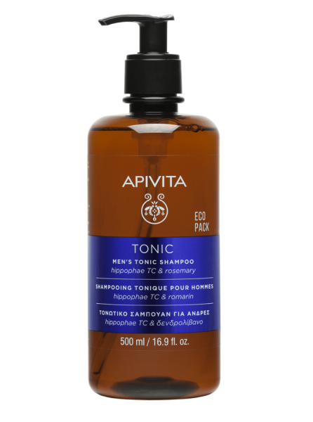 Apivita Tonic Men's Tonic Shampoo Τονωτικό Σαμπουάν για Άνδρες με Hippophae TC & Δενδρολίβανο, 500ml