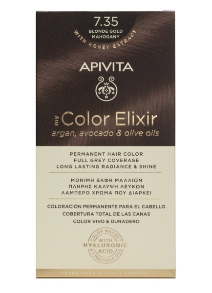 Apivita My Color Elixir Μόνιμη Βαφή Μαλλιών No7.35 Ξανθό Μελί Μαονί