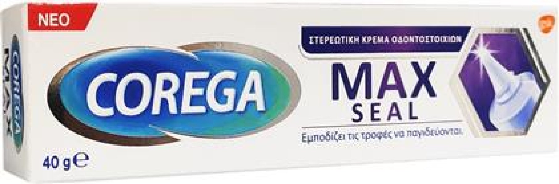 Corega Max Seal Cream, Στερεωτική κρέμα οδοντοστοιχιών, 40g