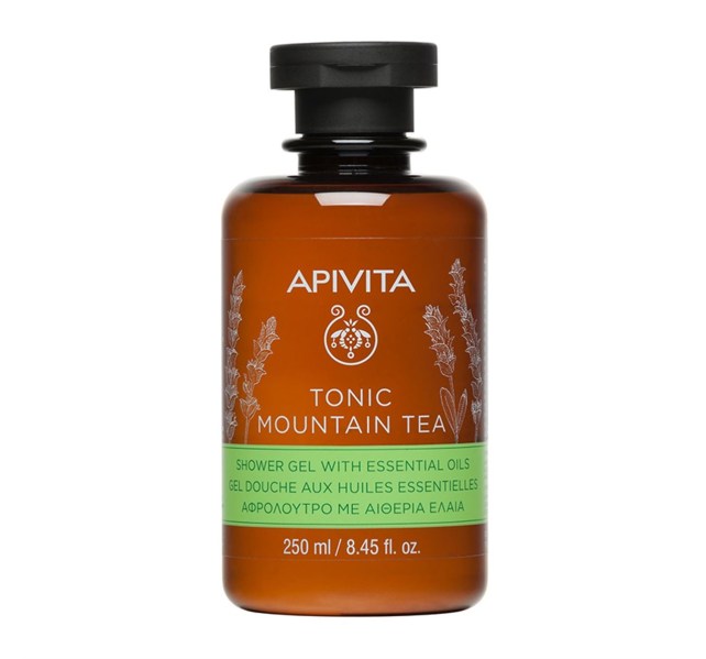 Apivita Tonic Mountain Tea Shower Gel, Αφρόλουτρο με Αιθέρια Έλαια 250ml