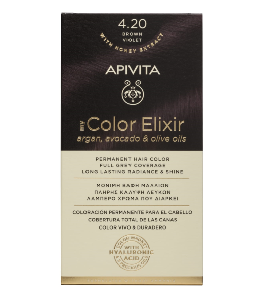 APIVITA My Color Elixir Argan, Avocado & Olive Oils - 4.20 - Καστανό Βιολετί (50ml)
