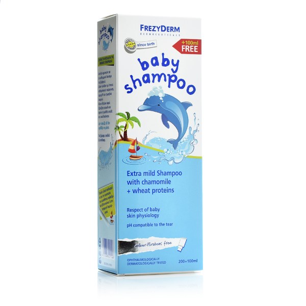 Frezyderm Baby Shampoo Απαλό Σαμπουάν με Χαμομήλι για Βρέφη, Παιδιά κι Ενήλικες, 200+100ml Δώρο