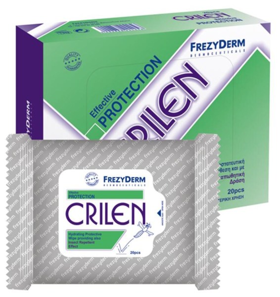 Frezyderm Crilen wipes Εντομοαποθητικά Ενυδατικά Μαντηλάκια, 20τμχ