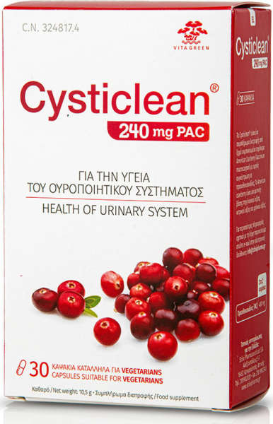 VitaGreen Cysticlean 240mg Συμπλήρωμα Διατροφής για την Υγεία του Ουροποιητικού Συστήματος 30κάψουλες