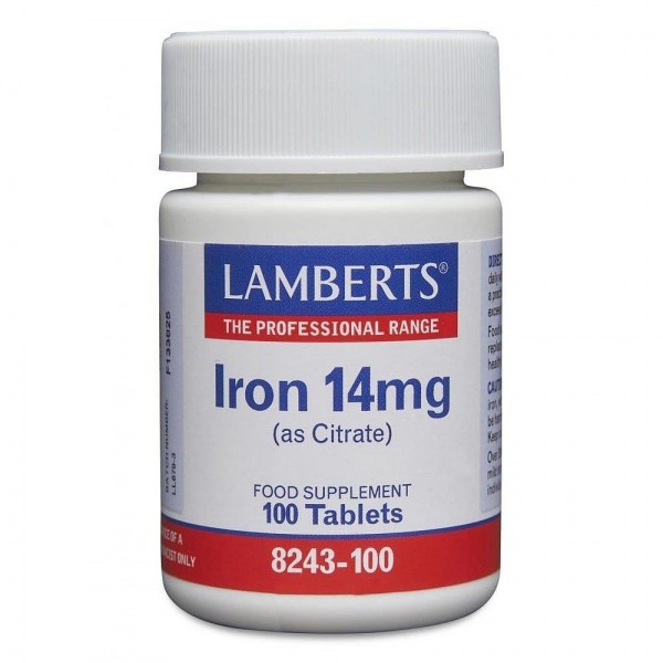 Lamberts Iron 14mg (as Citrate) Συμπλήρωμα Διατροφής Σιδήρου 100tab