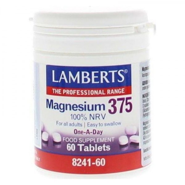 Lamberts Magnesium 375 100% NRV Συμπλήρωμα Διατροφής Μαγνησίου 60 tab