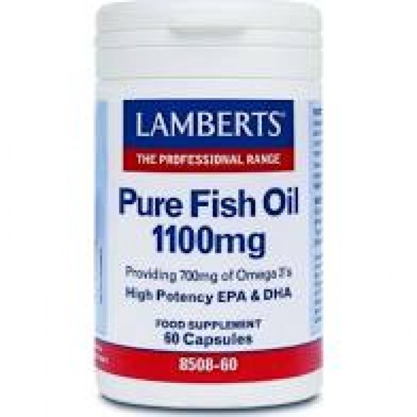 Lamberts Pure Fish Oil 1100mg Υψηλής Ισχύος & Μέγιστης Καθαρότητας Ω-3 Λιπαρά Οξέα 60cap