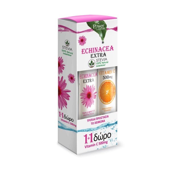 POWER HEALTH Echinacea Extra με Stevia, 24 eff tabs + Δώρο Vitamin C 500mg, 20 eff tabs