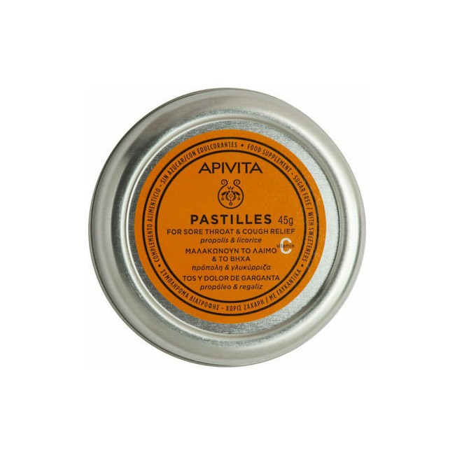 Apivita Pastilles Παστίλιες με Πρόπολη & Γλυκόριζα για Μαλακό Λαιμό κατά του Βήχα 45g